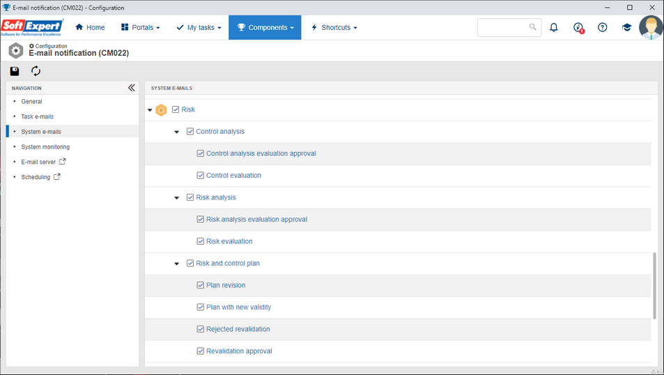 Configuration > E-mail notification (CM022)