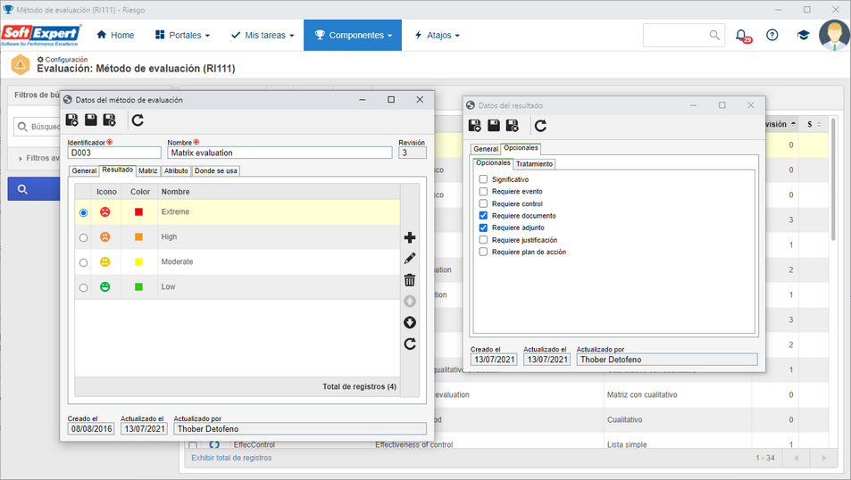 Gestión > Configuración > Método de evaluación