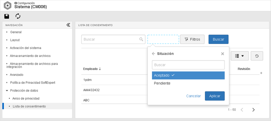 Lista de consentimiento