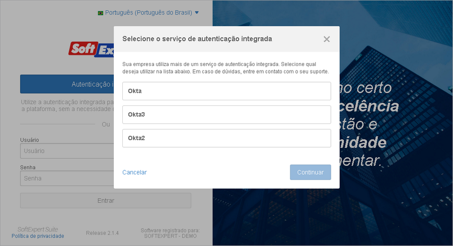 Serviços de autenticação integrada