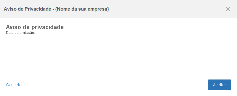 Login com aviso de privacidade