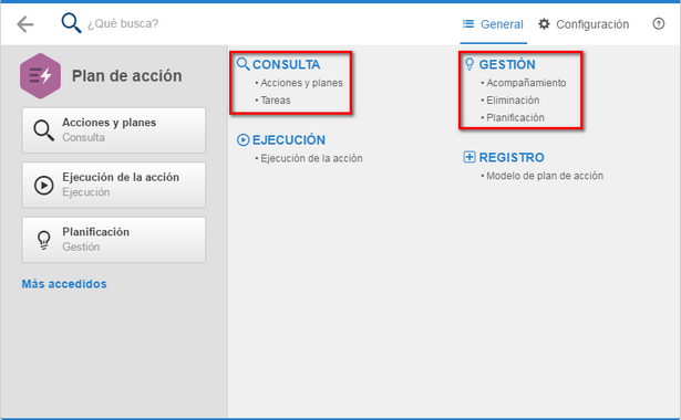 Menús Consulta e Gestión a partir de la versión 2.0.6